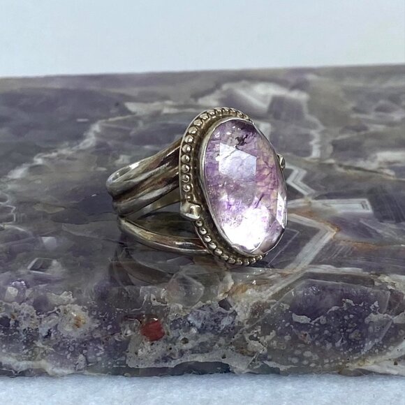 Sterling Silver 925 Jay King DTR Oval Faceted Dyed Quartz Triple Band Ring 6.5 - Picture 5 of 16